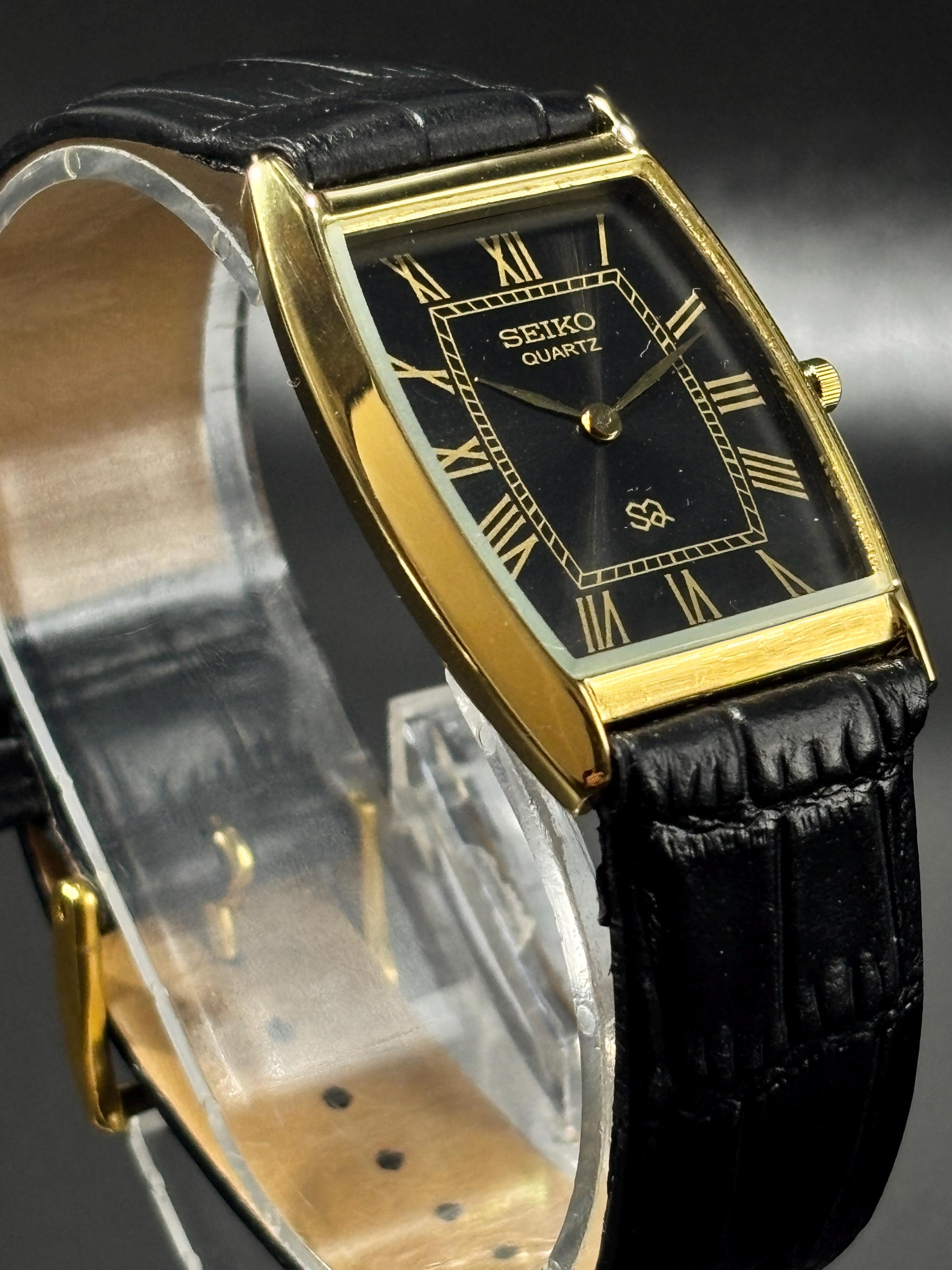 記念てれか ヴィンテージ セイコー スリムタンク クォーツ レザーバンド 薄型