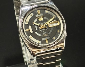 Vintage Seiko 5 Men&#39;s Automatic stainless steel Wrist watch Japan Made, 6309A-17 Jewels, Gift for him, father, Rare timepiece
