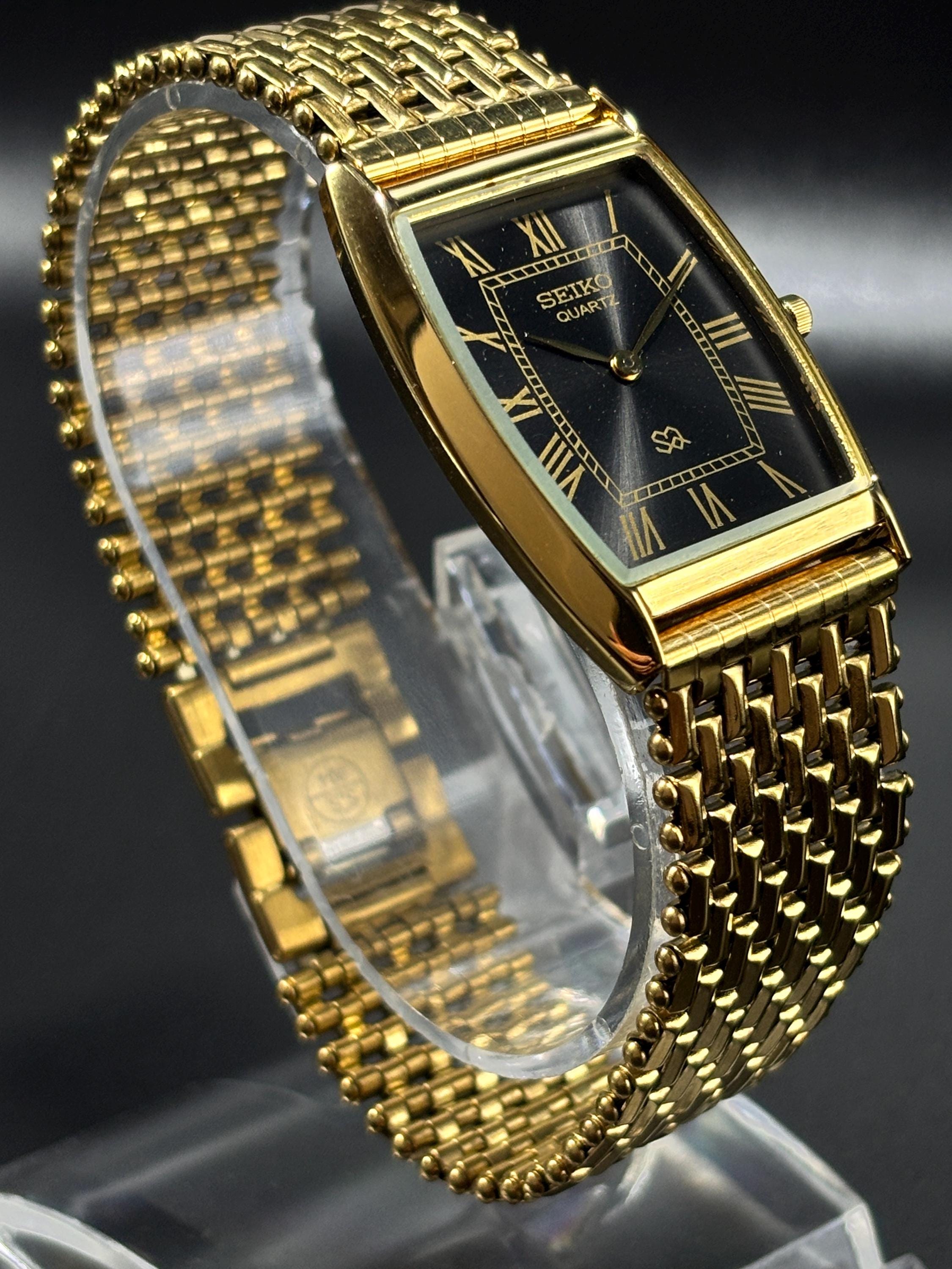 Vintage Seiko Slim Tank Japanese Wrist Watch: Gold Plated