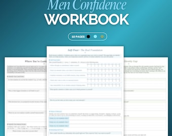 Confidence Workbook For Men | Building Self Confidence in Men Therapy | Worksheets for Men Mental Health | Self Help CBT for Adult Men