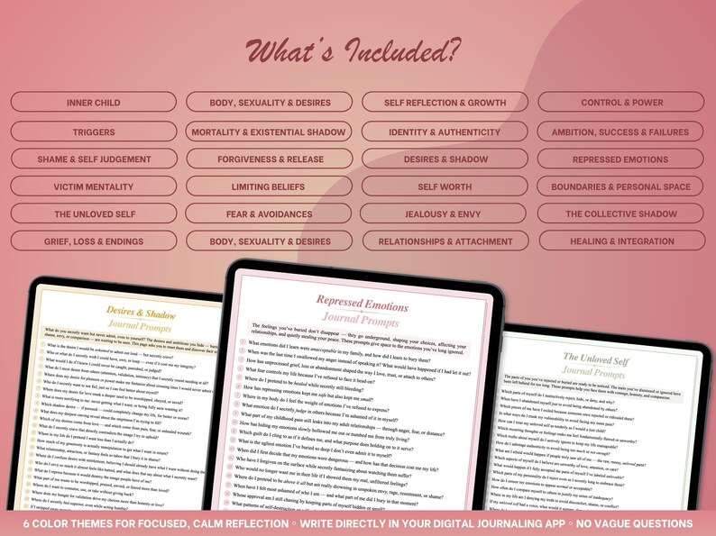 Shadow Work 700 Journal Prompts, Hard Questions | Shadow Work Journal & Self Reflection Prompts | Journal prompts for Self Discovery image 2