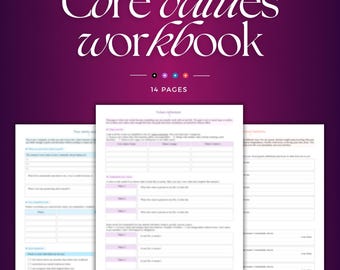 Core Values Workbook | Self Discovery, Self Reflection Journal for Self Identity, Self Exploration and Self Knowledge | Core Value Worksheet