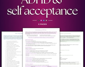 Diario di autoaccettazione per adulti con ADHD / Quaderno di esercizi per l'ADHD per perfezionismo e critico interiore / Strumenti per la terapia neurodivergente e la cura di sé con ADHD