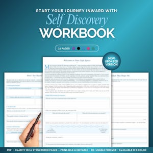 Self Discovery Workbook | Guided Introspection | Identity & Self Reflection Journal for Personal Development | Fillable Self Discovery Guide
