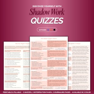 Shadow Work Quiz Bundle for Self-Discovery and Growth | Self Reflection, Shadow Work & Personality Test | Printable A4 and Fillable