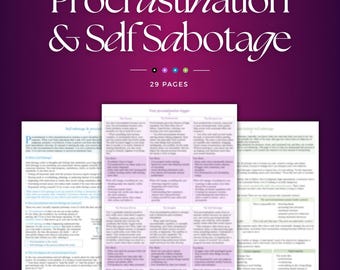 Self Sabotage & Procrastination Workbook | Accountability Journal Growth Mindset, Self Sabotage for Adults Worksheet, Goodnotes self help