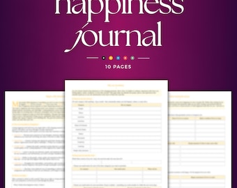 Happiness Journal | Cultivate Positive & Gratitude Mindset, Guided Workbook for Joy, Self care, Mental health and Emotional wellbeing