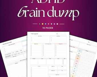 Scarico di idee per ADHD stampabile e modificabile / Agenda per lo smontaggio di idee / Agenda giornaliera e settimanale per ADHD / Organizzazione per ADHD, lista delle cose da fare, matrice di Eisenhower