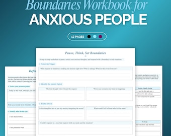 Boundaries Workbook for Anxious People Pleaser | Anxiety & Boundaries Therapy for Mental Health and Communication | Say No Without Guilt