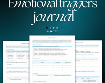 Emotional Triggers Journal | Emotion & Triggers Worksheet, Emotional Regulation Therapy for Mental health, Self awareness, Emotional Support