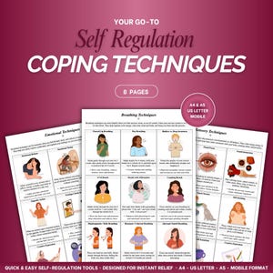 Visuels d'autorégulation | Régulation du système nerveux | Tableau des capacités d'adaptation à l'anxiété | Outils d'ancrage, d'apaisement et de respiration PDF | Poster apaisant