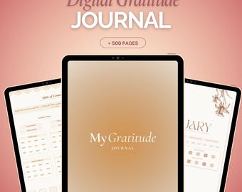 Diario digital de gratitud / Diario diario de gratitud y atención plena con hipervínculos para Goodnotes / Salud mental, diario de reflexión diaria
