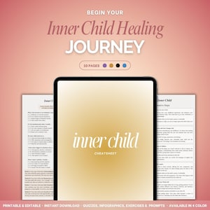 Inner Child Healing Cheatsheet for Childhood Trauma | Reparenting & Inner Child Therapy Guide for Emotional Healing | A4 Fillable PDF