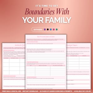Personal Boundaries Setting Guide for Family | Healthy Relationship Tool & Self Care Practices | Digital and Printable Boundaries Workbook