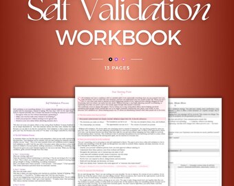 Self Validation Workbook | Empathy Worksheet for Self Compassion, Printout Codependency & Emotional Independence | Self Validation Therapy
