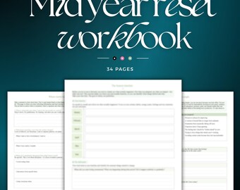 Mid-Year Reset life Workbook | Mid Year Reflection Guided Journal, Goal Worksheet, Life Direction Plan, Planner Productivity, Goodnotes Help