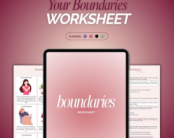 Boundaries Workbook | Stop People-Pleasing, Set Limits and Assert yourself | Editable & Printable Self-Help Boundaries Cheatsheet Worksheet