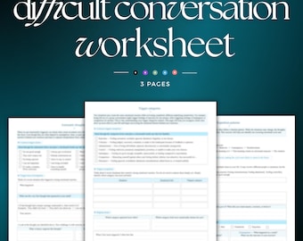 Difficult Conversation Worksheet for Relationships | Conflict Resolution guide, Communication Tool, Boundary setting, Self-reflection PDF