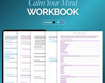 Calm Your Mind Journal | Overthinking Workbook for Anxiety & Stress Relief, Tools for Mental Health | Mindfulness Journal, CBT Worksheet