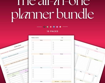 Printable - Digital Planner Bundle | Daily, Weekly & Monthly Planner Bundle | Minimalist Productivity planner | A4, US letter, A5 planner
