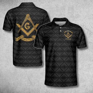 Custom Freemason Polo Shirt – Masonic Square and Compass Symbol with Personalized Lodge & Name