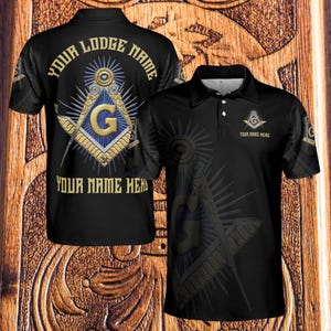 Custom Masonic Polo Shirt – Personalized Freemason Lodge Symbol 3D Polo for Members and Supporters