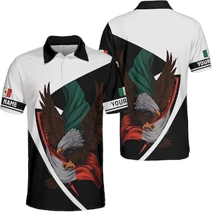 Mexico Eagle 3D Polo Shirt – Custom Name Mexican Flag Pride Shirt for Patriotic Style