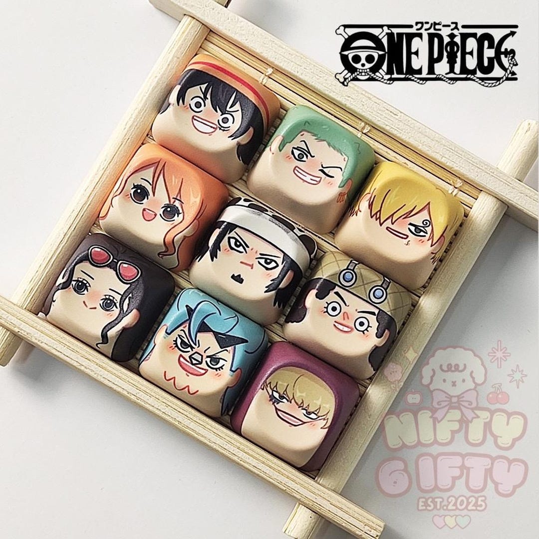 One Piece 9pcs Chibi Character Custom Key Caps Mechanical Keyboard ...