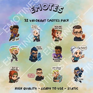 Valorant Kawaii Emotes: Chibi Meme PNG Stickers for Twitch, Discord (Digital Download)