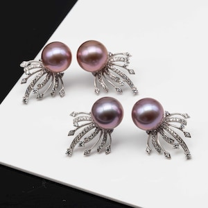 Freshwater Edison Pearl Earrings – Sterling Silver with Zircon, Detachable for Stud Wear – 1012TN-E