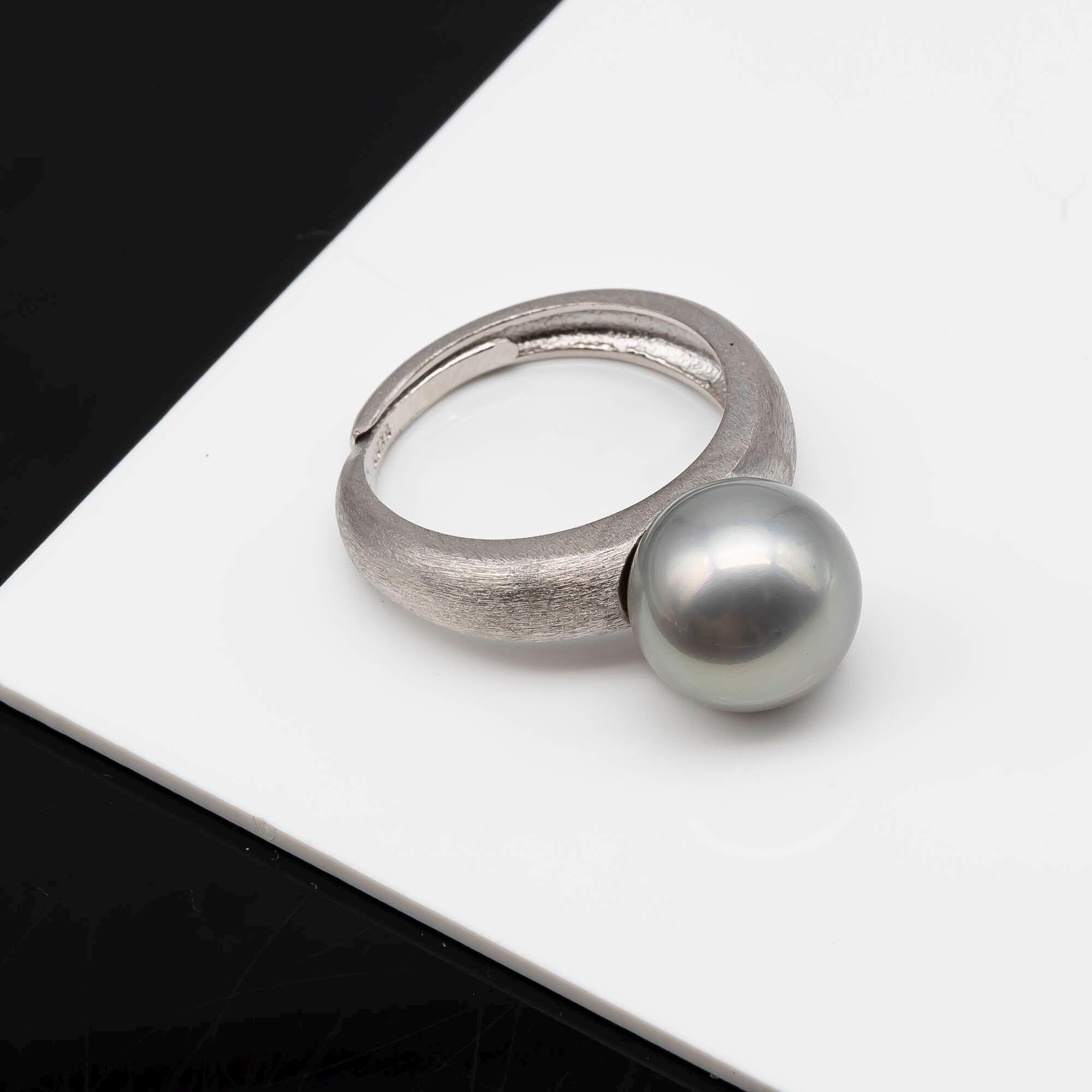 Bague Ancienne En Argent Massif 925 - Style Serpent Avec Perles De Tahiti - Taille 55,5 - Occasion