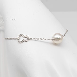 Pulsera de perlas blancas de los Mares del Sur de 9,7 mm en plata de ley — Pulsera de estilo delicado — Regalo para ella — 1136WS-B