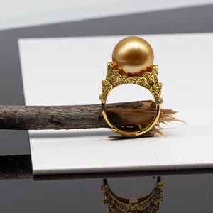 South Sea Pearl Ring 14k Gold - Etsy