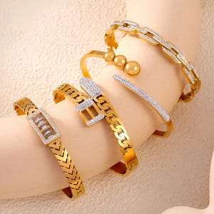 Bracelet jonc à boucle de luxe - Plaqué or 18 carats