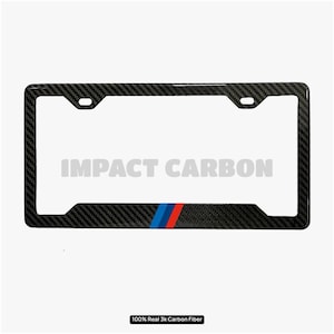 BMW M STRIPES 100% REAL Carbon Fiber Plate Frame