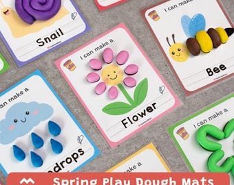 Spring Play Dough Mats, Montessori Learning, Playdough Activity, Fine Motor Skills, Printable PDF