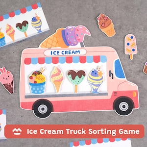 Ice Cream Truck Sorting Game, Summer Printable Activity, Preschool Matching, Toddler Learning