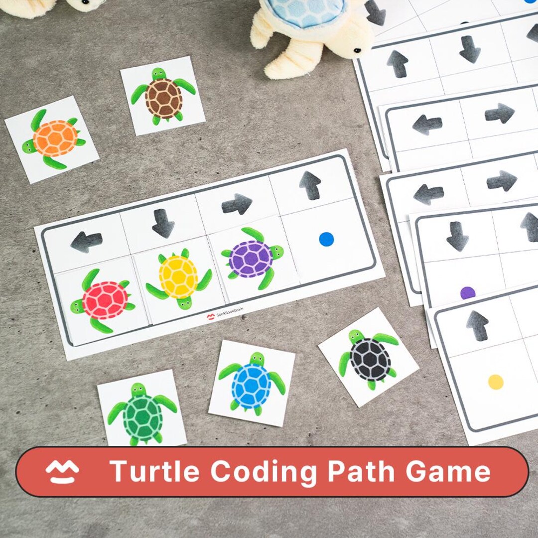 Turtle Coding Path Game - Printable PDF, Preschool Activity, Direction ...