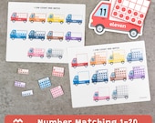 Number Matching 1–20, Truck Counting Activity, Preschool Math Printable, Ten Frame Number Match