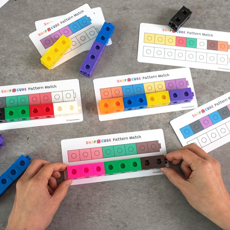 Snap Cube Pattern Matching Mats, Preschool Math Activity, Pre-k ...