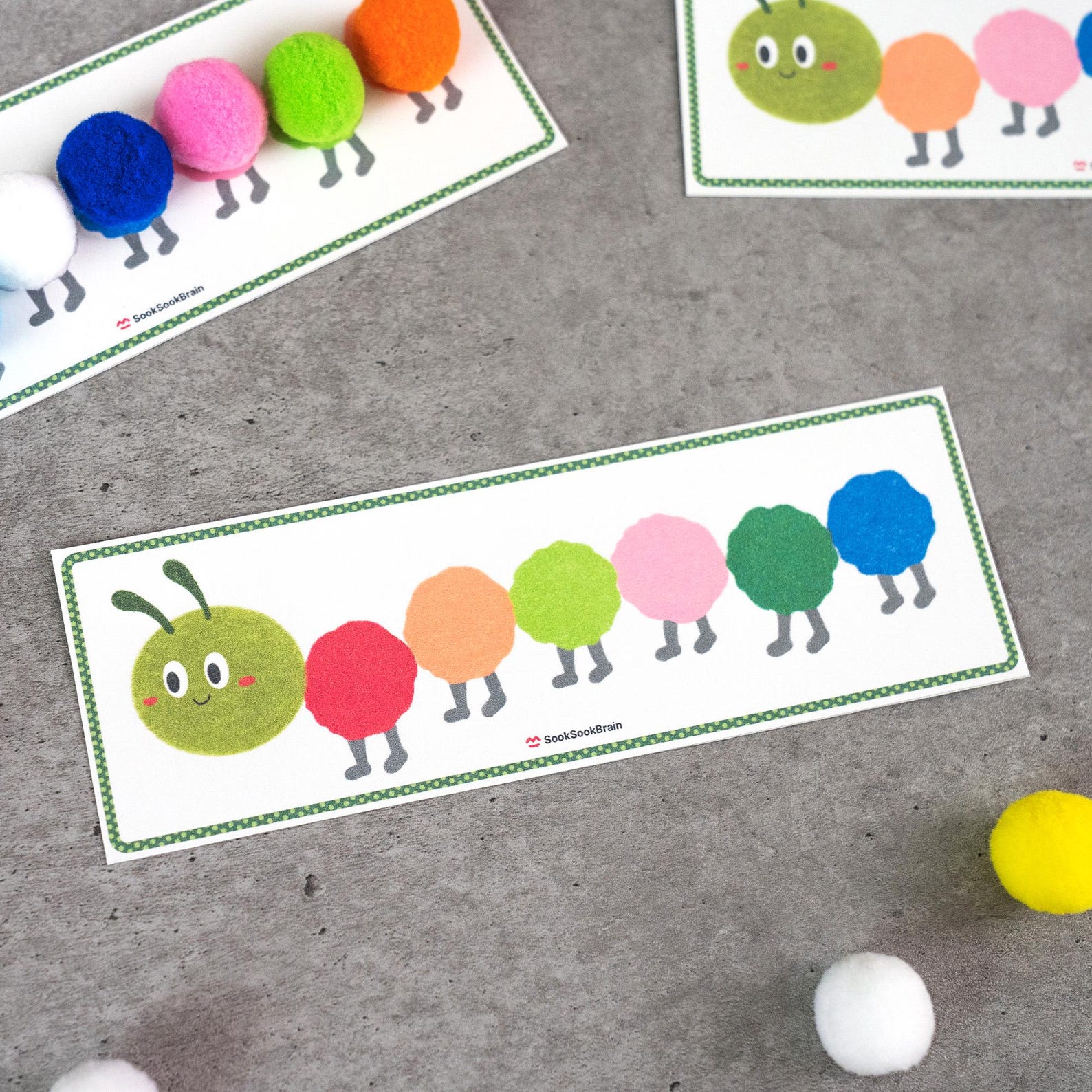 Caterpillar Pom Pom Color Matching Activity, Toddler Learning ...
