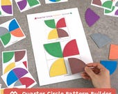 Quarter Circle Pattern Builder, Preschool Math Activity, Pattern Matching, Printable PDF