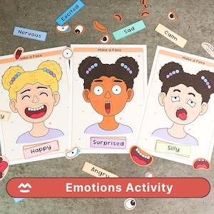 Emotions Activity for Girls - Printable PDF for Toddlers, Preschool & Pre-K | Fine Motor | Montessori  Learning | Matching Game | Homeschool