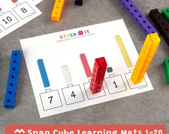Snap Cube Learning Mats 1-20, Math Activity, Preschool, Kindergarten, Printable PDF