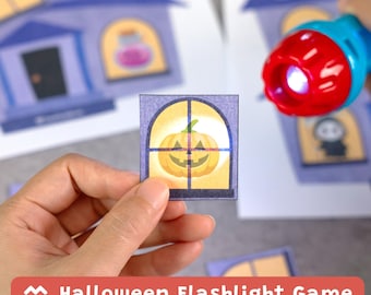 Halloween Flashlight Game, Haunted House Reveal Activity, Hidden Picture Game, Printable PDF