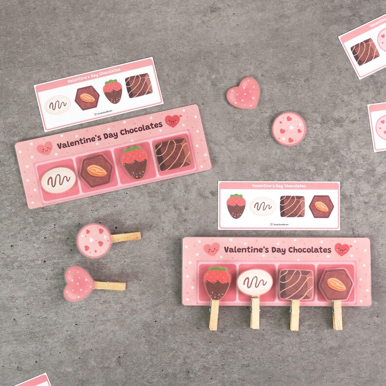 Valentine’s Day Chocolates Builder Activity, Matching Game, Fine Motor ...