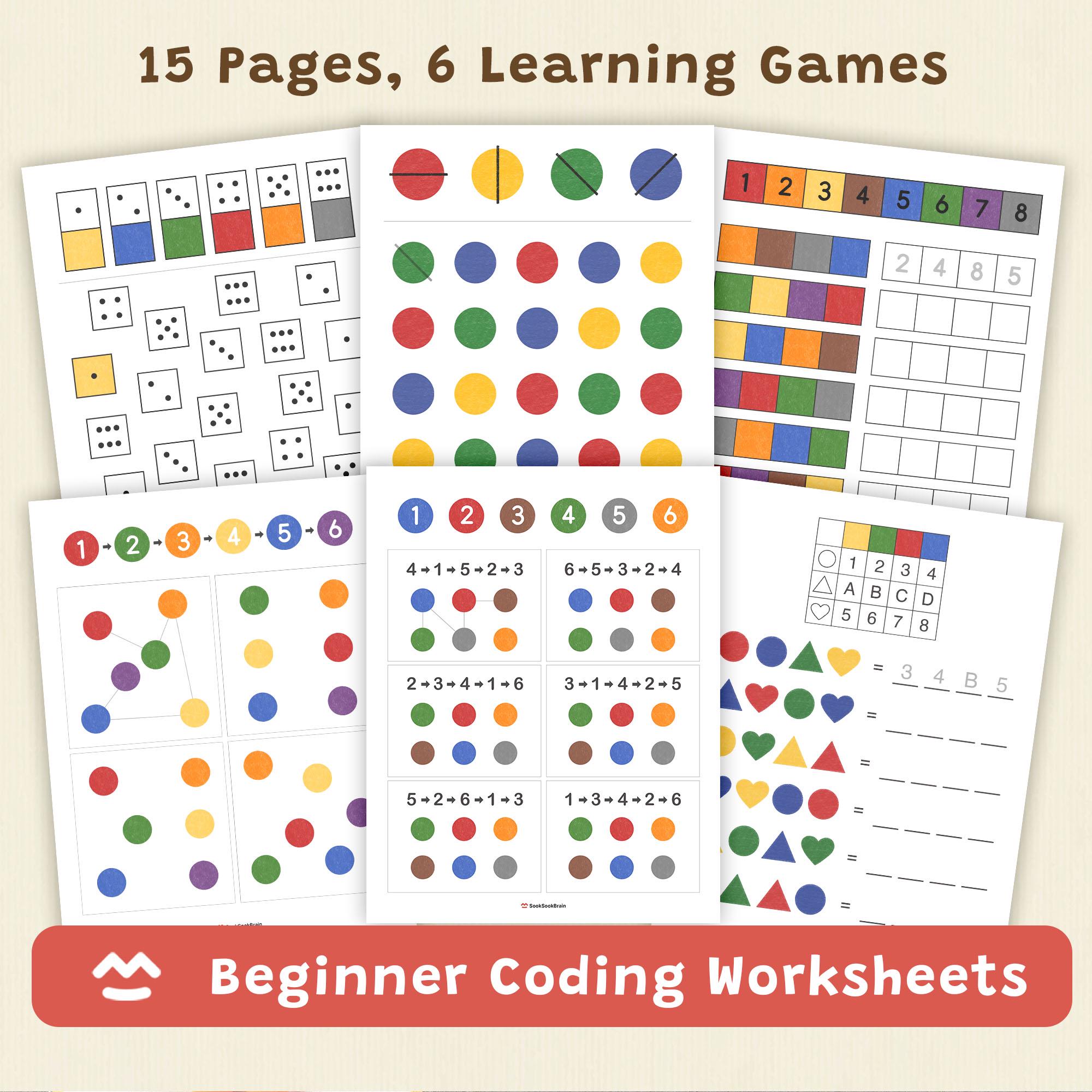 Beginner Coding Worksheets, Pre-k Kindergarten Learning Worksheet ...