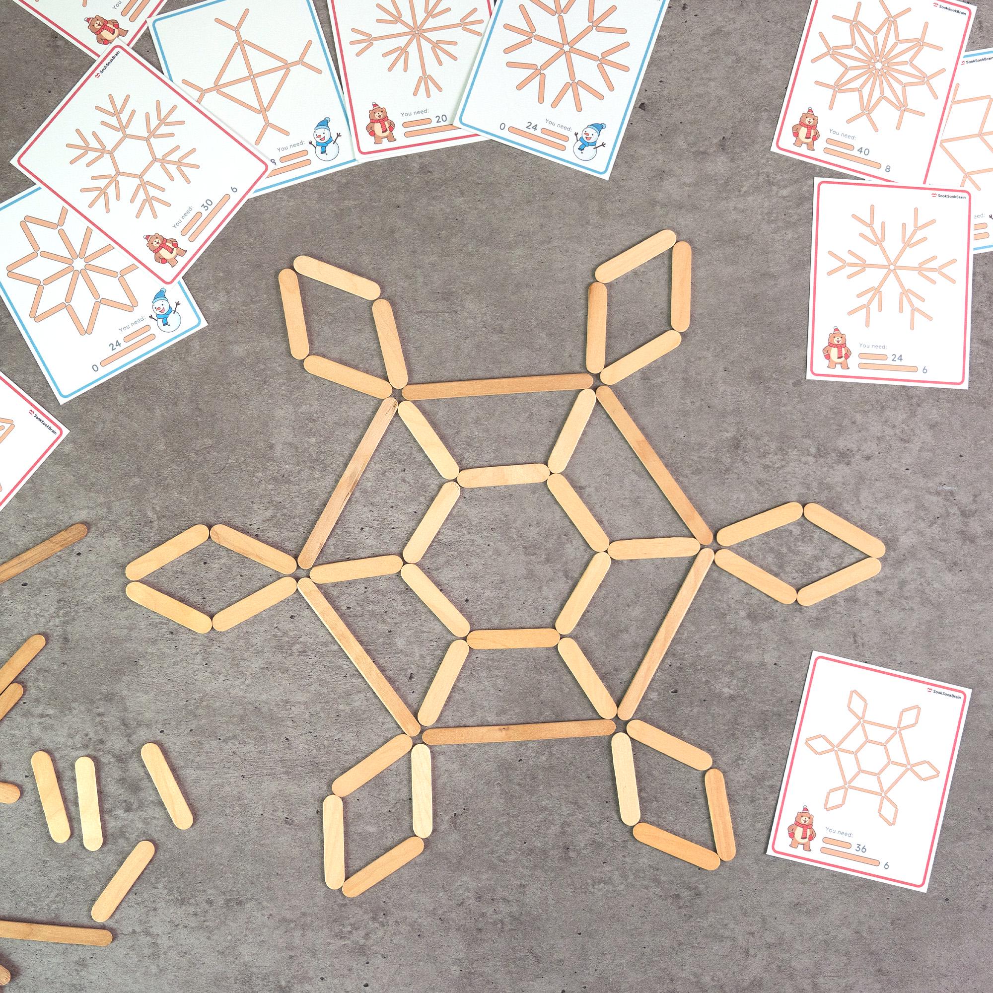 Snowflake Popsicle Stick Activity, Fine Motor Skills Game, Christmas ...