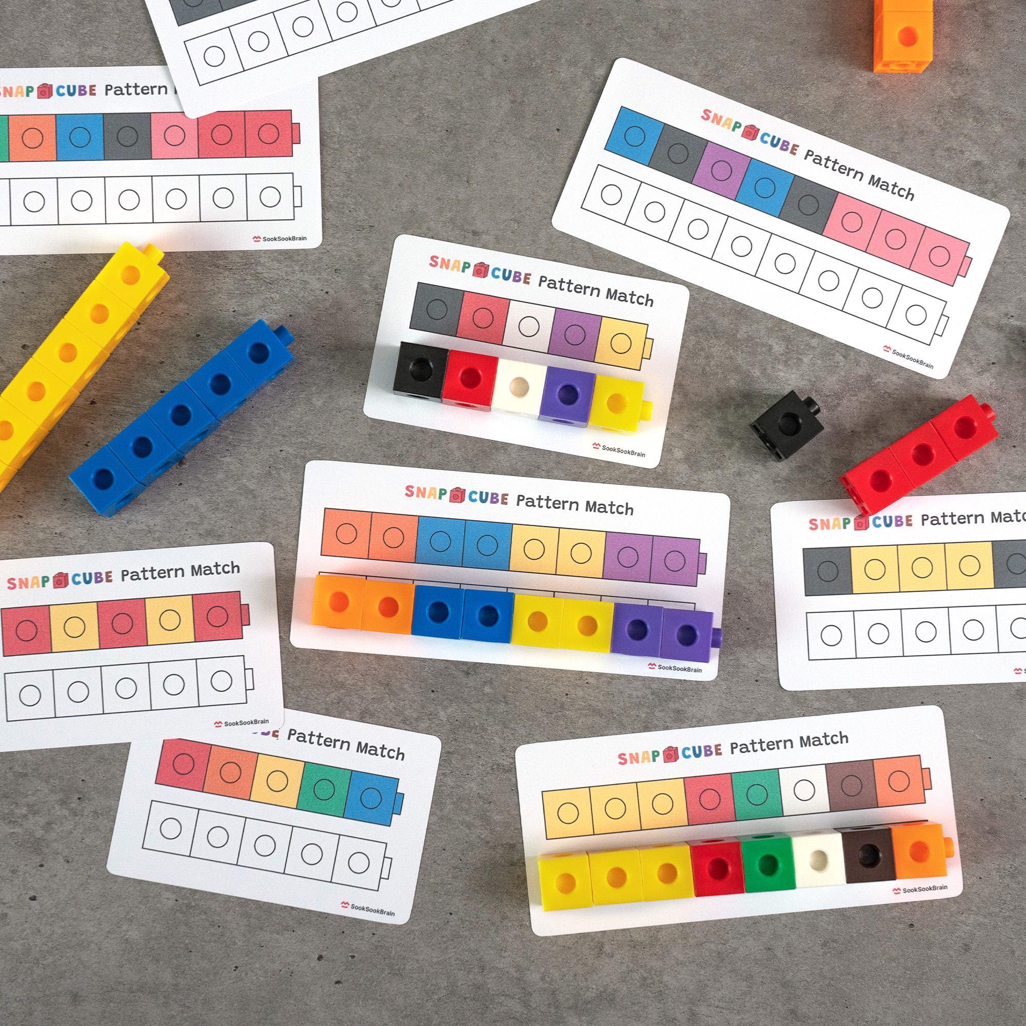 Snap Cube Pattern Matching Mats, Preschool Math Activity, Pre-k ...