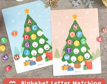 Christmas Alphabet Letter Matching Game - Printable PDF, Uppercase & Lowercase Activity, Preschool